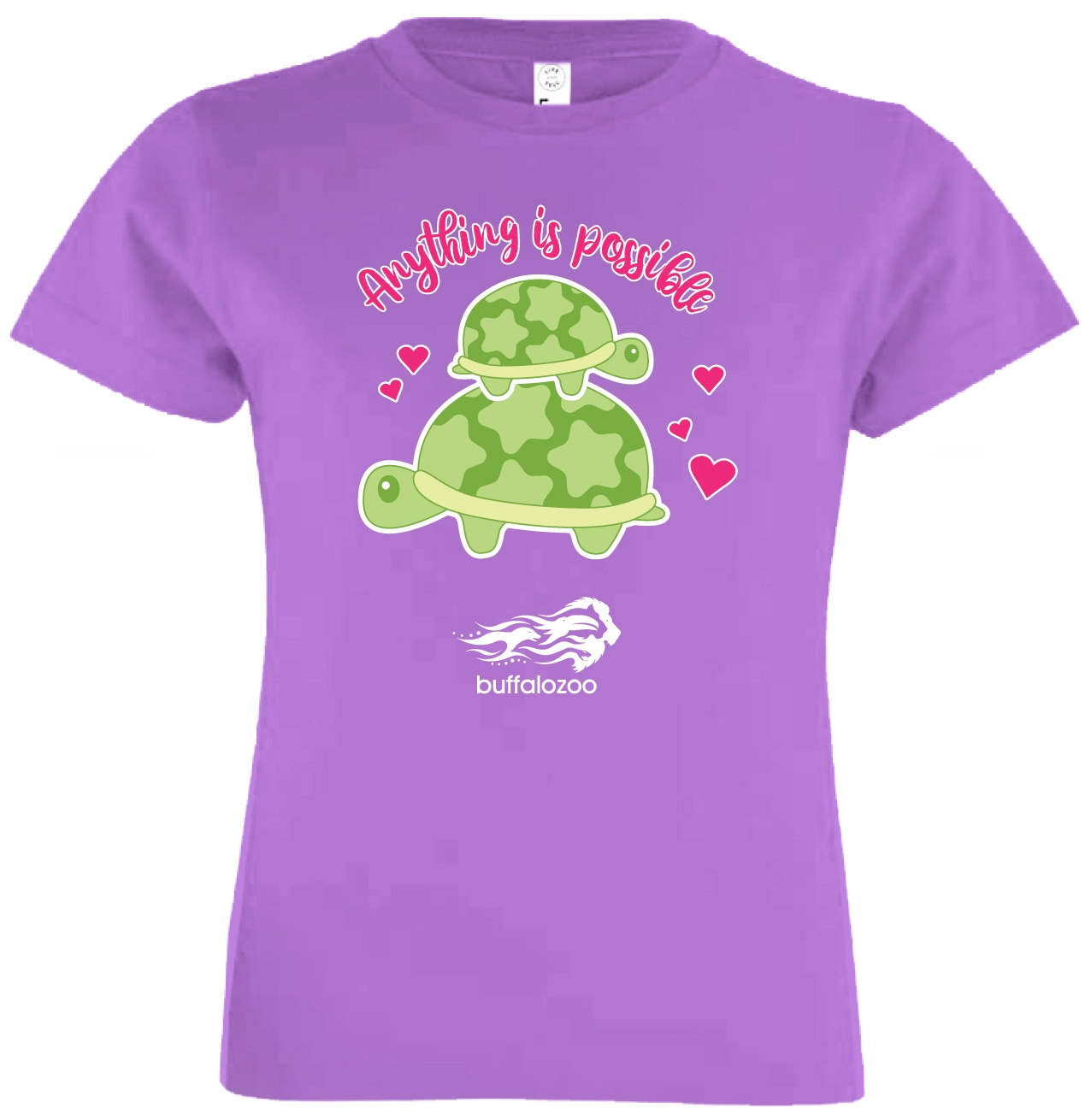 YOUTH SHORT SLEEVE TEE ANYTHING IS POSSIBLE TURTLE LAVENDER
