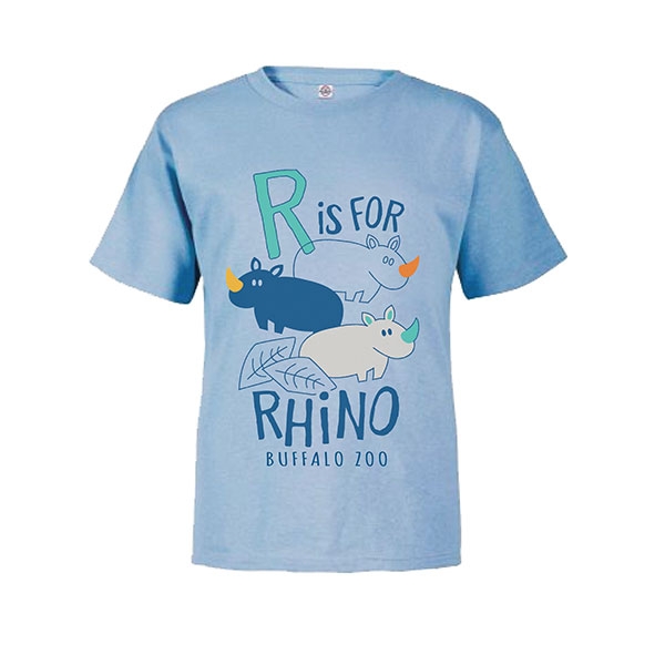 TODDLER SHORT SLEEVE TEE R IS FOR RHINO SKYBLUE